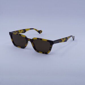 Gucci GG1539S 005 Sunglasses Yellow Havana Square Frame, Brown Lenses